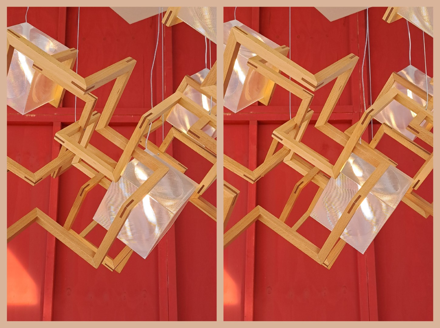 stereogram of a wooden geometric sculpture